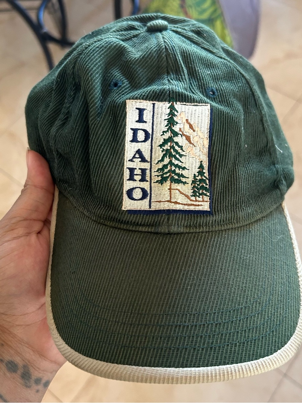 Idaho adult Embroidered Green Baseball Cap textured micro corduroy  #95